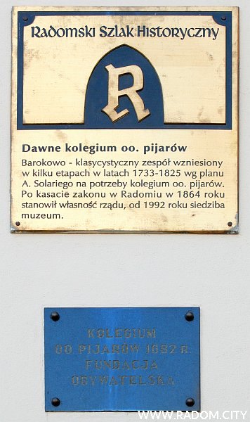 Radom. Szlak historyczny (tablica) - Kolegium Pijarów.